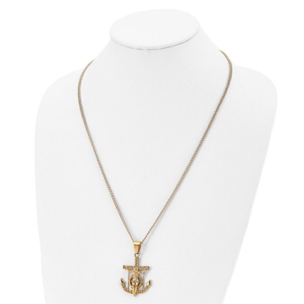 Mariner's Cross Pendant on a 24 inch Curb Chain Necklace